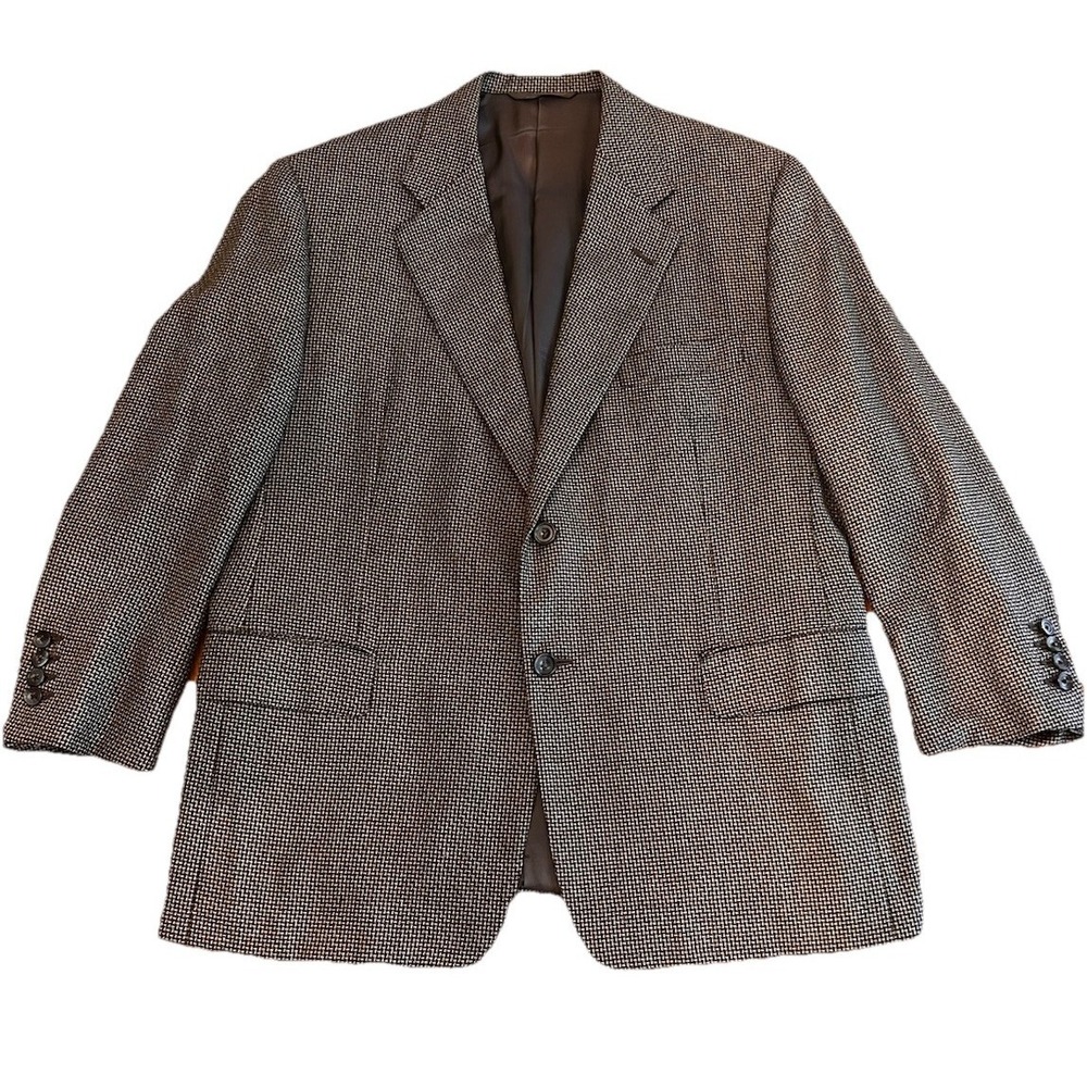 VTG Nordstrom Sport Coat Blazer Gray Houndstooth Wool 2 Button Dual Vent Mens 42